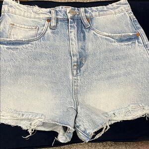 Blank NYC Light Wash Distressed Denim Shorts